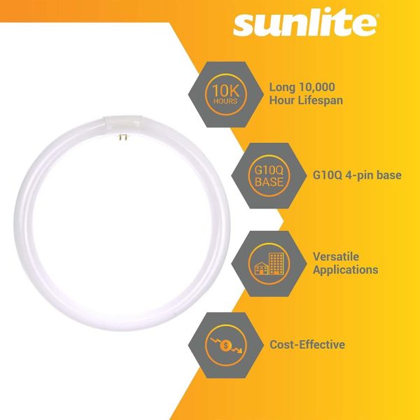 Sunlite 32w T9 Round Fluorescent Circline Lamp G10Q 4-Pin Base 4100K Cool White Online now