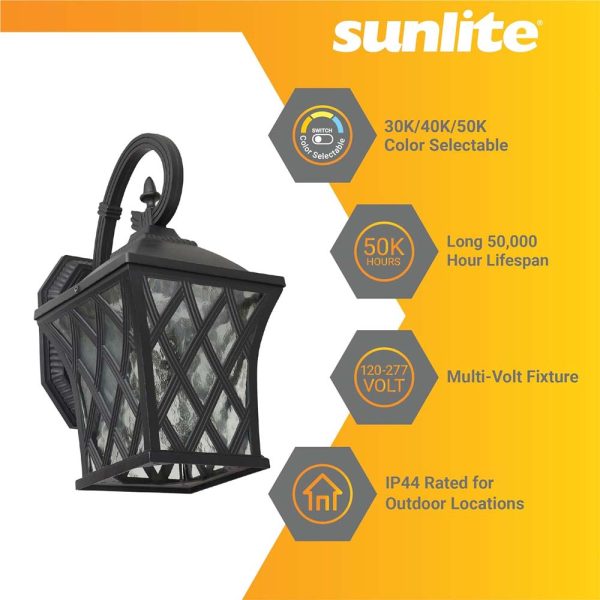 Sunlite 9w LED Coach Light Outdoor Fixture Multi-Volt CCT Selectable - 60w equiv Sale