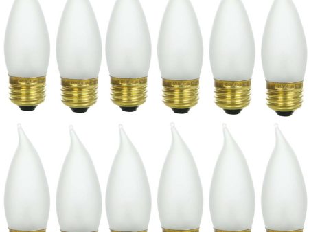 12Pk - Sunlite 25w Incandescent Flame Tip Chandelier E26 Base Frosted Bulb Sale