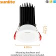 Sunlite 2-In 15w LED Round Regressed Downlight Fixture CCT Selectable Dimmable Supply