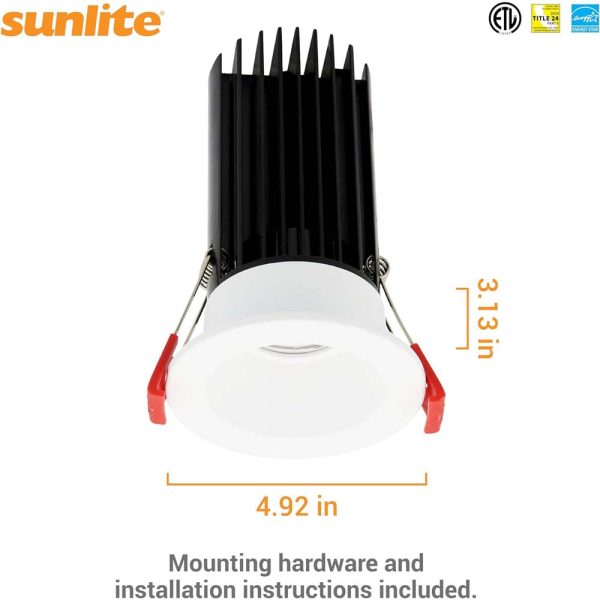 Sunlite 2-In 15w LED Round Regressed Downlight Fixture CCT Selectable Dimmable Supply