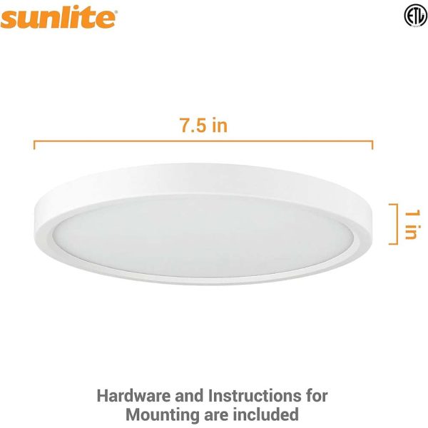 Sunlite 7-In 12w LED Round Mini Panel Fixture 3000K Dimmable 120v - 100w equiv For Discount