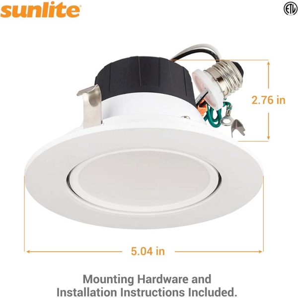 Sunlite 4-In 8w LED Round Retrofit Gimbal Downlight CCT Selectable - 65W Equiv Online Hot Sale