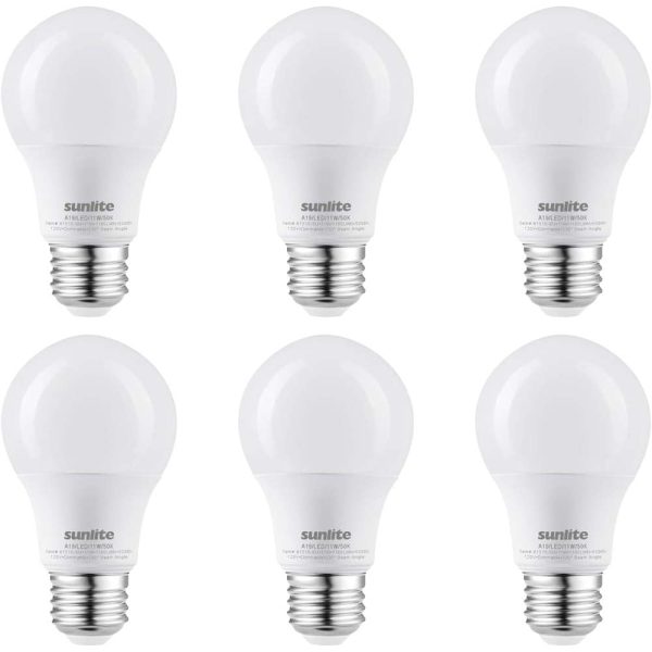 6Pk - Sunlite 11w LED A19 1100Lm 120V E26 Base 5000K SuperWhite Bulb - 75w equiv Cheap