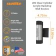 Sunlite 12-In 10w LED Clear Acrylic Cylinder Up Down Wall Sconce Fixture 120v Sale