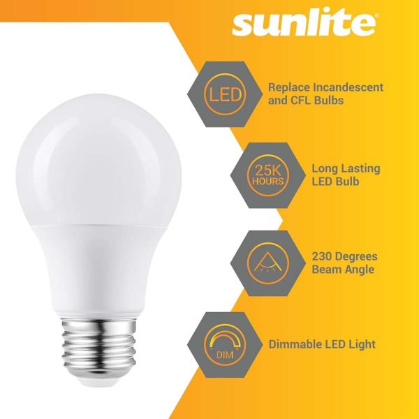 6Pk - Sunlite 11w LED A19 1100Lm 120V E26 Base 5000K SuperWhite Bulb - 75w equiv Cheap