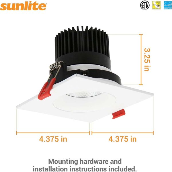 Sunlite 3.5-in 12w LED Single Head Gimbal Downlight Fixture CCT Tunable Dimmable Sale