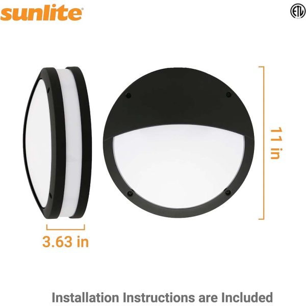 Sunlite 11-In 20w LED Wall Bulkhead Round Fixture CCT Selectable - 70w Equiv Online now