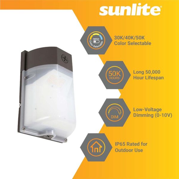 Sunlite LED Mini Wall Pack Outdoor Fixture CCT Wattage Selectable Dimmable Online