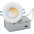 Sunlite 3-In 8w Round Gimbal w  J-Box Downlight Fixture CCT Selectable Dimmable Supply