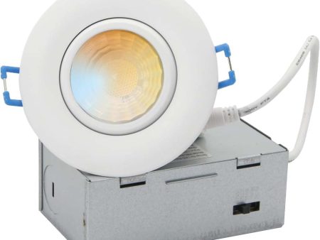 Sunlite 3-In 8w Round Gimbal w  J-Box Downlight Fixture CCT Selectable Dimmable Supply