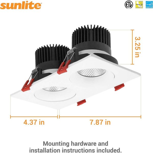 Sunlite 3.5-in 24w LED Two Head Gimbal Downlight Fixture CCT Tunable Dimmable Cheap