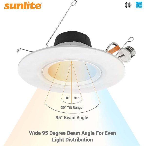 Sunlite 5-6-In 11w LED Gimbal Recessed Downlight Fixture CCT Selectable Dimmable Cheap