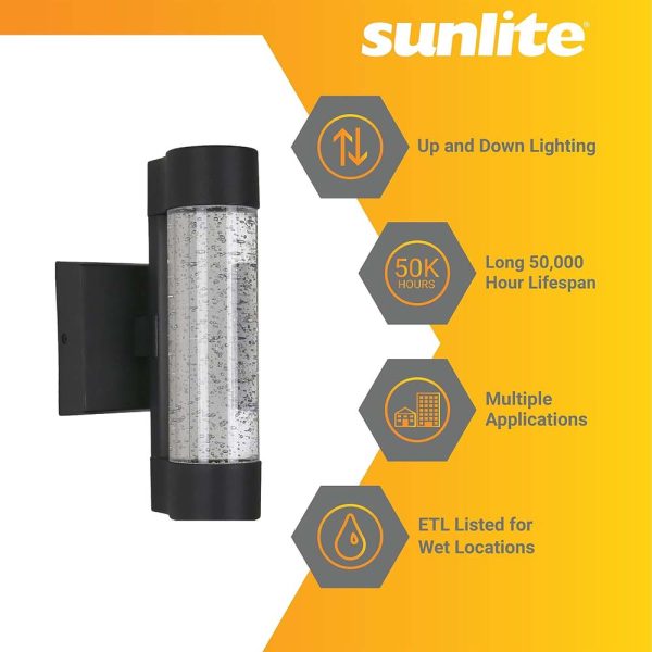 Sunlite 12-In 10w LED Clear Acrylic Cylinder Up Down Wall Sconce Fixture 120v Sale