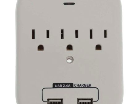 Sunlite 3 Outlet Surge Protector with 2 USB Ports Supply