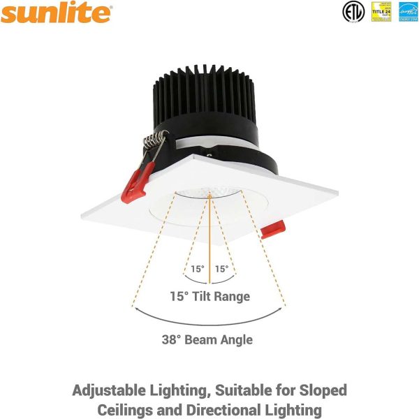 Sunlite 3.5-in 12w LED Single Head Gimbal Downlight Fixture CCT Tunable Dimmable Sale