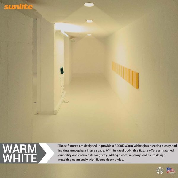 Sunlite 7-In 12w LED Round Mini Panel Fixture 3000K Dimmable 120v - 100w equiv For Discount