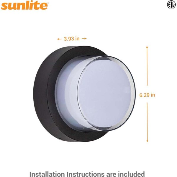 Sunlite 12w LED Black Round Modern Outdoor Fixture CCT Selectable - 60w equiv Online Sale