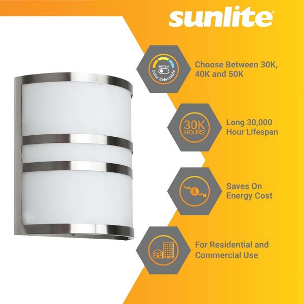 Sunlite 15w LED Half Cylinder Wall Sconce Fixture CCT Selectable - 75w equiv Hot on Sale