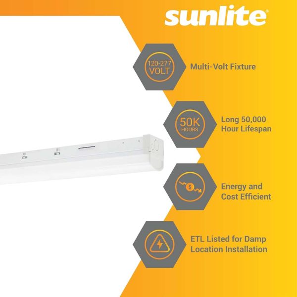 Sunlite 48-in LED Linear Strip Fixture CCT Wattage Selectable Dimmable 120-277v Cheap