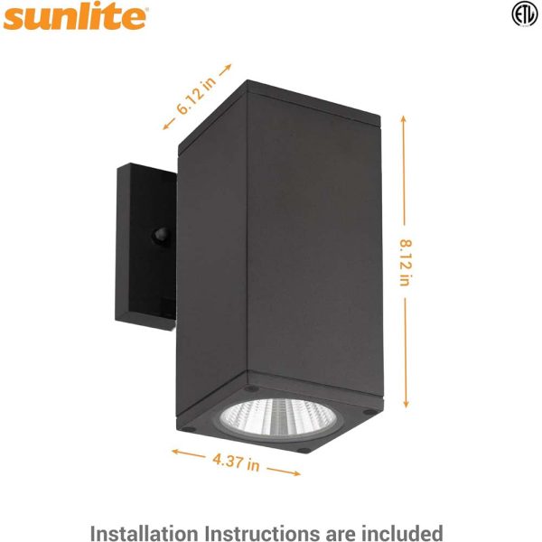 Sunlite 12w LED Square Up Or Down Wall Light Fixture CCT Selectable - 60w equiv on Sale