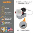 Sunlite 2-In 15w LED Round Regressed Downlight Fixture CCT Selectable Dimmable Supply