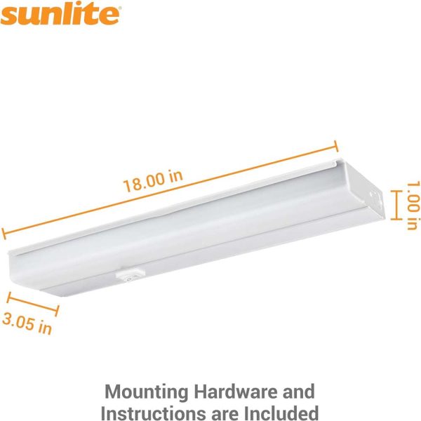 Sunlite 18-In 10w LED Under Cabinet Hardwired Fixture CCT Selectable - 60w equiv Fashion