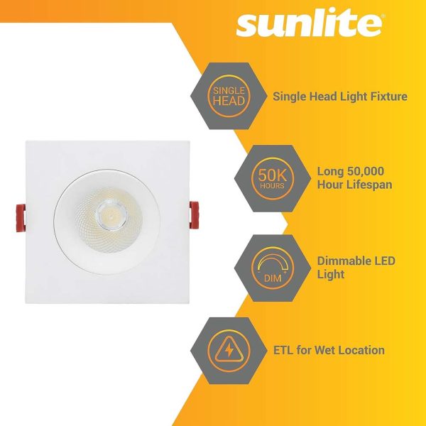 Sunlite 3.5-in 12w LED Single Head Gimbal Downlight Fixture CCT Tunable Dimmable Sale