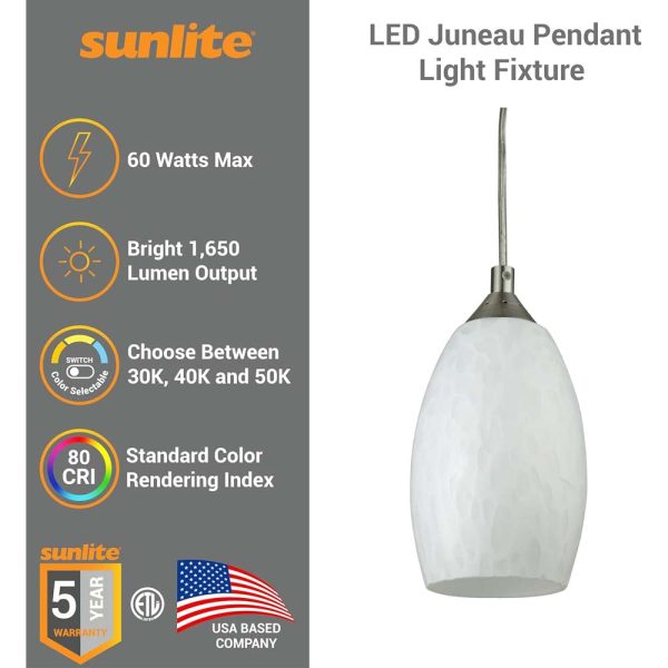 Sunlite 9w LED Juneau Pendant Fixture CCT Selectable Dimmable 120v - 60W Equiv For Cheap