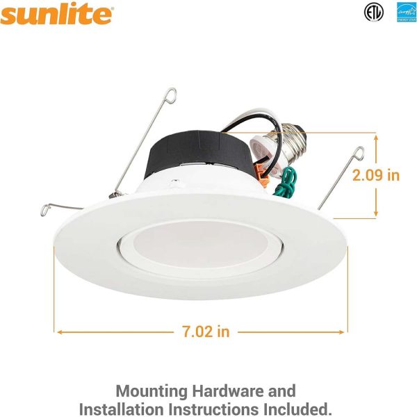 Sunlite 5-6-In 11w LED Gimbal Recessed Downlight Fixture CCT Selectable Dimmable Cheap