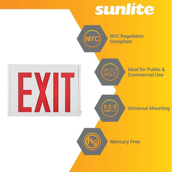 Sunlite Two Face LED Steel Exit Sign with Battery Power Back-Up 120-277V For Sale