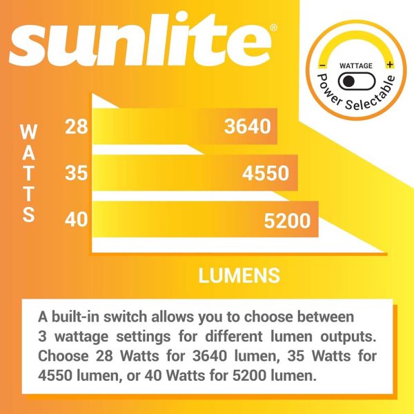 Sunlite 48-in LED Linear Strip Fixture CCT Wattage Selectable Dimmable 120-277v Cheap