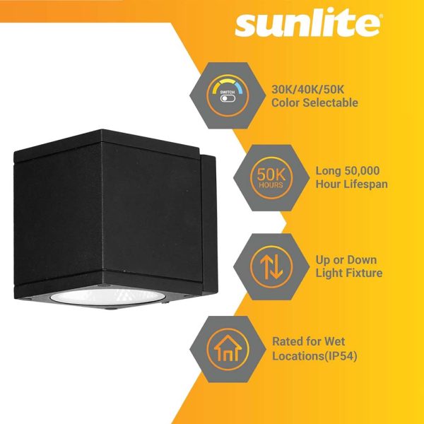 Sunlite 9w LED Cube Up Or Down Outdoor Light Fixture CCT Selectable 120v Online now