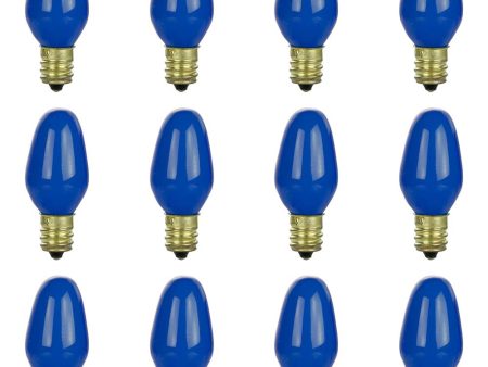 12Pk - Sunlite 7w 7C7 Incandescent E12 Base C7 Night Light Blue Colored Bulb Discount