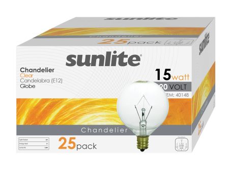 12Pk - Sunlite 15w Incandescent G16;5 Globe E12 Base 2600K Clear Dimmable Bulb For Discount