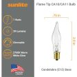 12Pk - Sunlite 7W Incandescent Flame Tip Petite Chandelier E12 Base Clear Bulb Supply