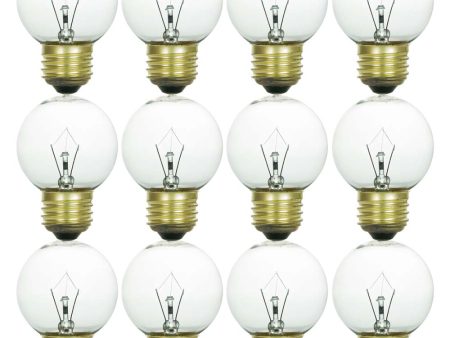 12Pk - Sunlite 25W Incandescent G16 Globe Medium E26 Base Crystal Clear Bulb Sale