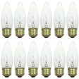 12Pk - Sunlite 25W Incandescent Torpedo Tip Chandelier 2600K E26 Base Clear Bulb Supply