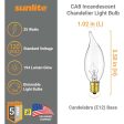 12Pk - Sunlite 25W Incandescent Flame Tip Petite Chandelier E12 Base Clear Bulb For Discount