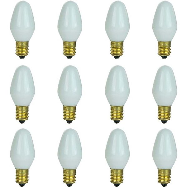 12Pk - Sunlite 7w 7C7 Incandescent E12 Base C7 Night Light White Colored Bulb Online