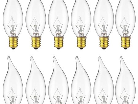 12Pk - Sunlite 25W Incandescent Flame Tip Petite Chandelier E12 Base Clear Bulb For Discount