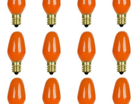 12Pk - Sunlite 7w7 7C7 Incandescent E12 Base C7 Night Light Orange Colored Bulb Fashion