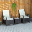 Easycomfort Set Mobili da Giardino in Rattan PE con Tavolino e 2 Sedie con Cuscini Sfoderabili, Marrone e Crema Online Hot Sale