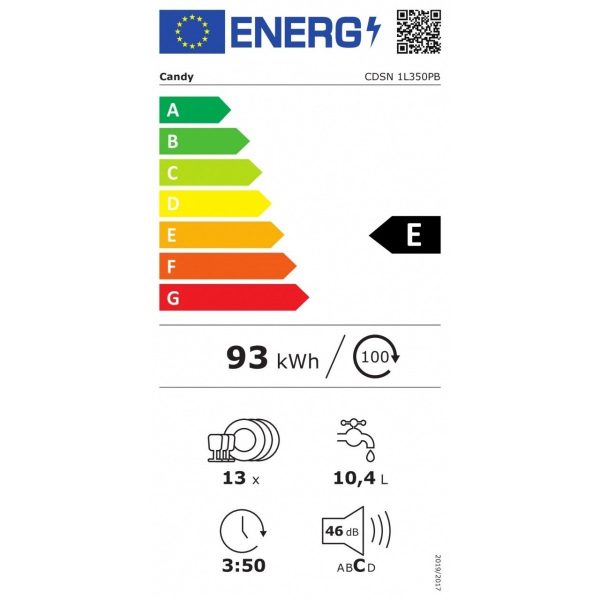 Lavastoviglie da Incasso a Scomparsa Parziale Candy CDSN 1L350PB Brava 13 Coperti (A81,8xL57xP89,8) Classe A+ Wi fi e Bluetooth Nero Online Hot Sale