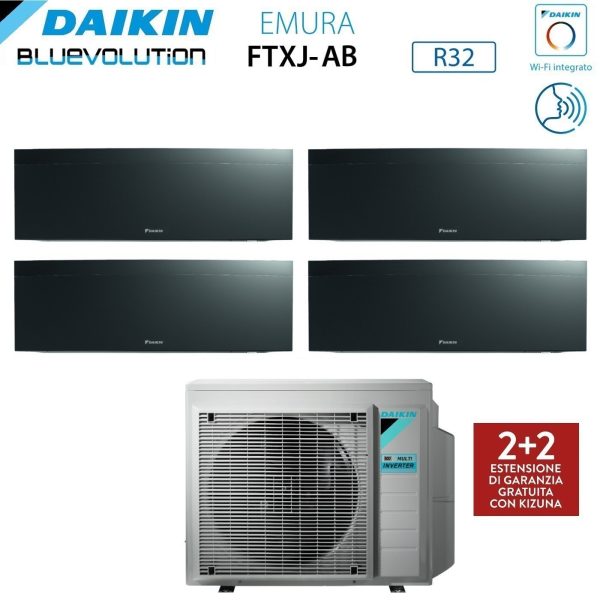 Climatizzatore Condizionatore Daikin Bluevolution Quadri Split Inverter serie EMURA BLACK III 7+9+9+12 con 4MXM80N R-32 Wi-Fi Integrato 7000+9000+9000+12000 Colore Nero  - Garanzia Italiana Sale