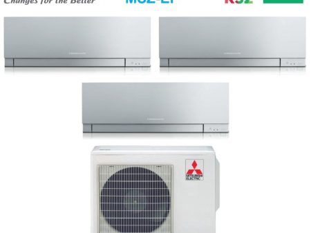 Climatizzatore Condizionatore Mitsubishi Electric Trial Split Inverter serie KIRIGAMINE ZEN SILVER MSZ-EF 7+7+7 con MXZ-3F54VF R-32 Wi-Fi Integrato Colore Argento 7000+7000+7000 Online