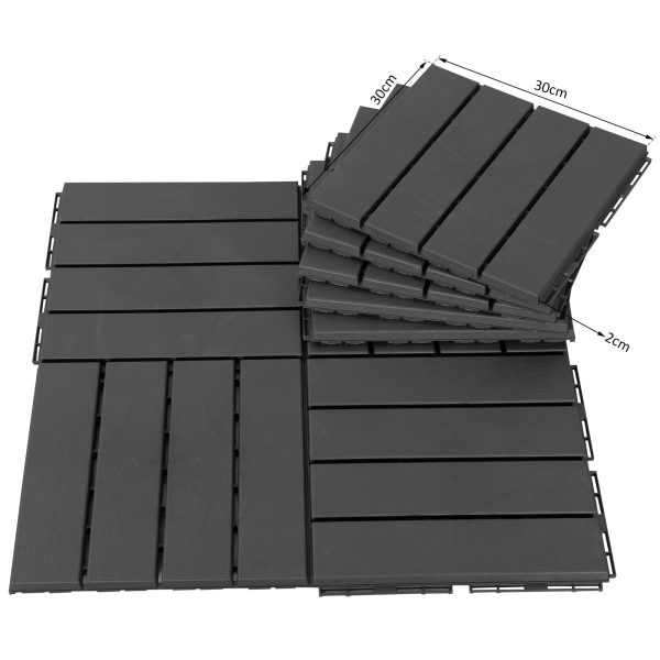 Easycomfort Set 9 Mattonelle a Incastro per Terrazzo, Piastrelle per pavimenti (30x30x2cm) in PP Antiscivolo, Area: 0.81 mq Nero For Discount