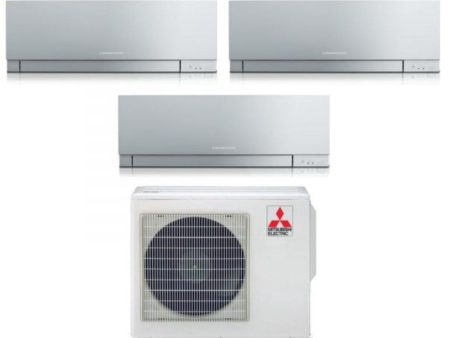 Climatizzatore Condizionatore Mitsubishi Electric Trial Split Inverter serie KIRIGAMINE ZEN SILVER MSZ-EF 7+9+15 con MXZ-3F54VF R-32 Wi-Fi Integrato Colore Argento 7000+9000+15000 Fashion