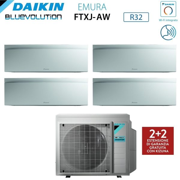 Climatizzatore Condizionatore Daikin Bluevolution Quadri Split Inverter serie EMURA WHITE III 12+12+12+12 con 4MXM80N R-32 Wi-Fi Integrato 12000+12000+12000+12000 Colore Bianco  - Garanzia Italiana Sale