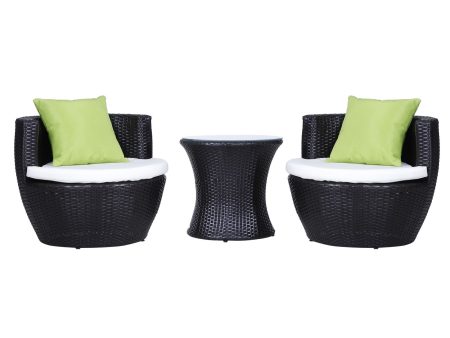 EasyComfort Set Mobili in Rattan Set 2 Poltrone, Tavolino con Cuscini 3pz Giardino Esterno Sale